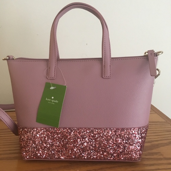 KATE SPADE Crossbody Glitter Satchel ~ Dusty Peony - Picture 2 of 8